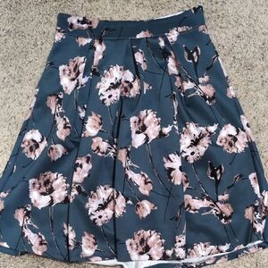 Haute Monde Floral A-Line Skirt‎ - Teal and Pink
